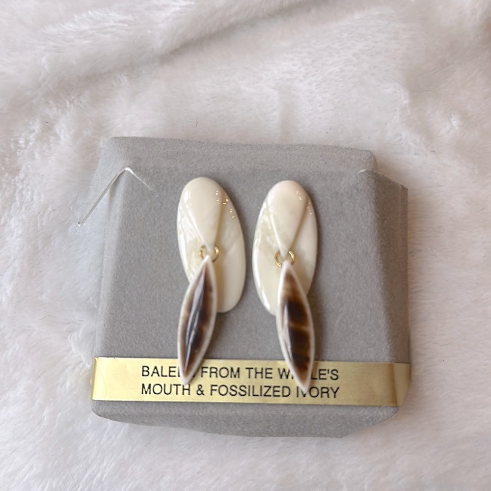 Baleen fossil earrings with gold plated posts unique
